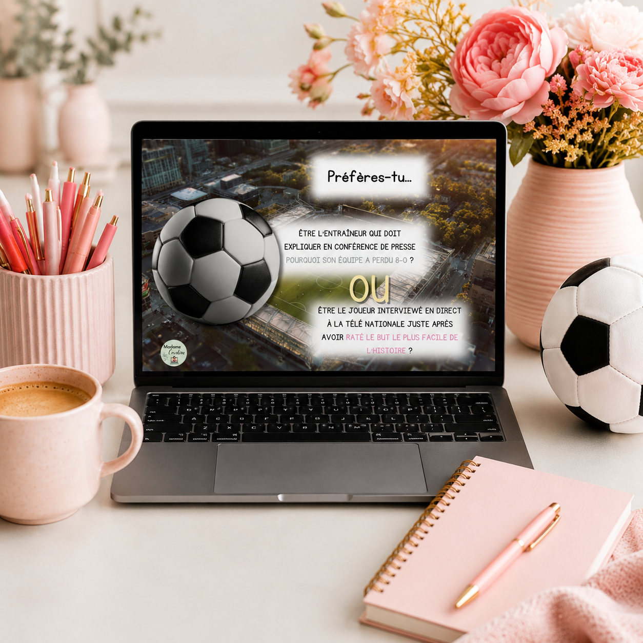 Jeu oral pour la Coupe du Monde de soccer sur un ordinateur