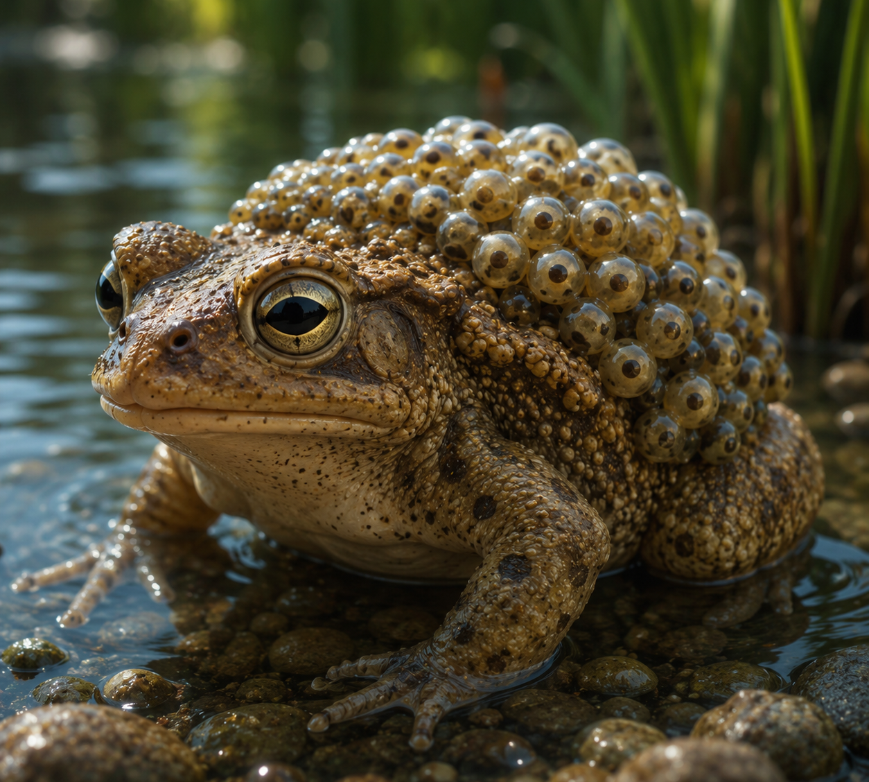 Un crapaud accoucheur pour illustrer une compréhension de lecture pour la fête des pères