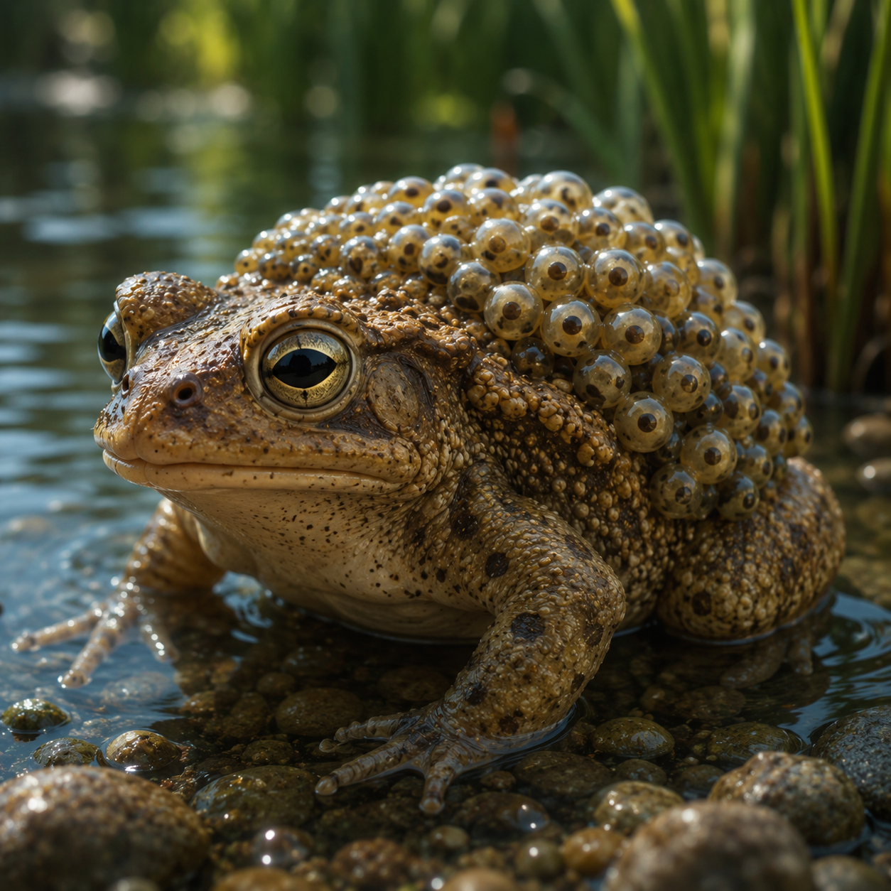 Un crapaud accoucheur pour illustrer une compréhension de lecture pour la fête des pères
