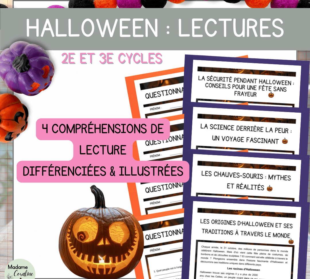 Compréhensions de lecture d'Halloween différenciées pour le primaire