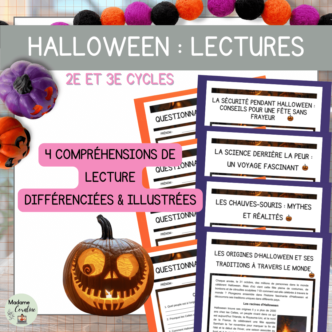 Compréhensions de lecture d'Halloween différenciées pour le primaire