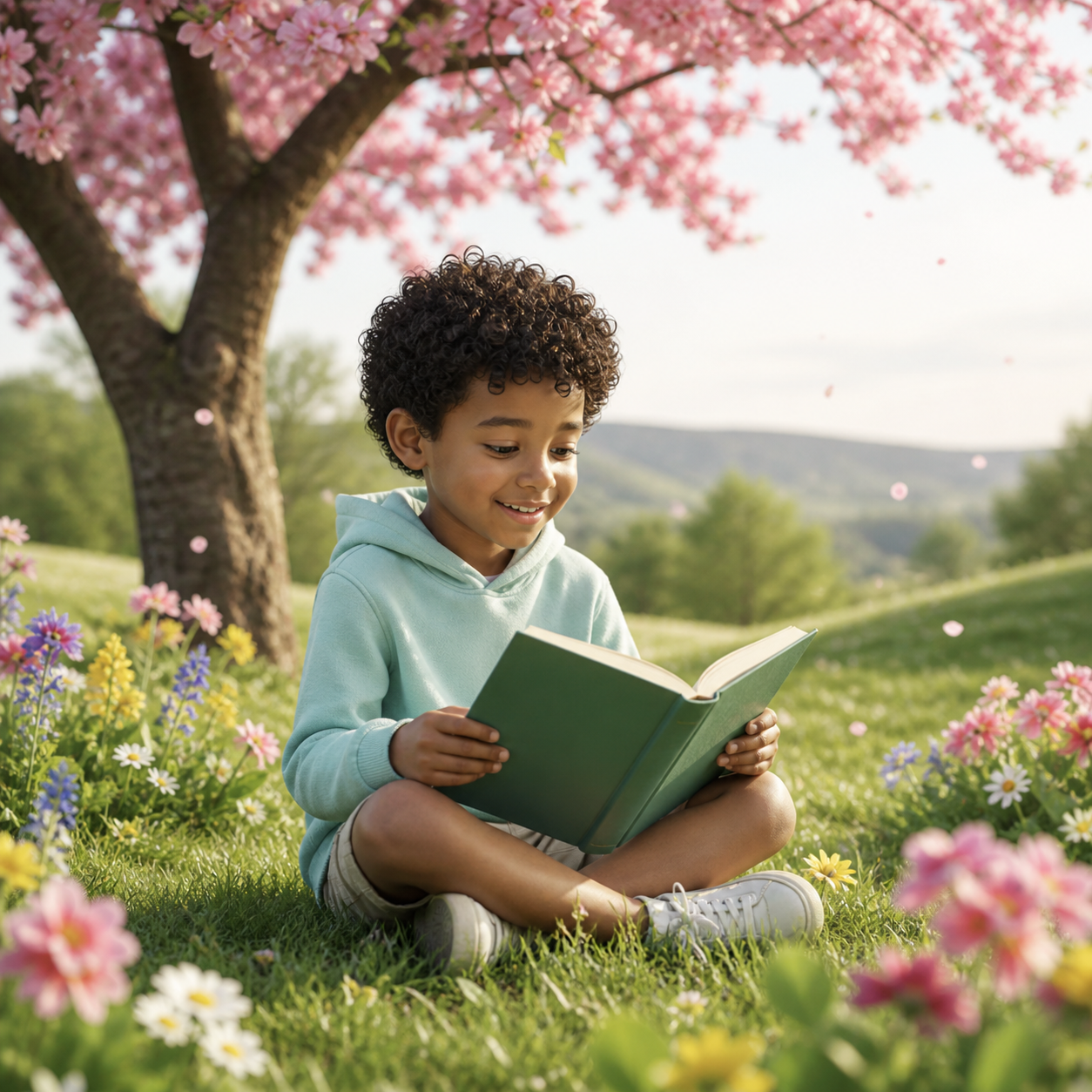 enfant qui fait une compréhension de lecture sur le printemps au primaire
