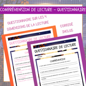 Questionnaire de lecture sur les quatre dimensions — compréhension, interprétation, réaction et appréciation — avec corrigé inclus pour Les sorcières.