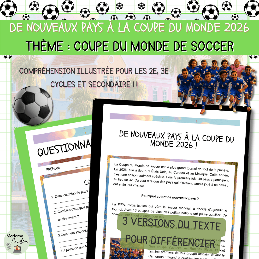 Compréhension de lecture pour la coupe du monde de soccer sur les nouveaux pays participants