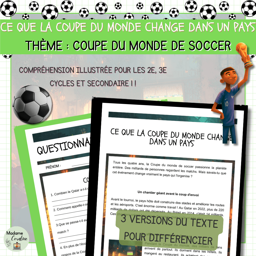 Compréhension de lecture Coupe du Monde de soccer : impacts dans les pays