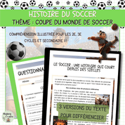 Compréhension de lecture pour la coupe du monde de soccer sur l'histoire du soccer