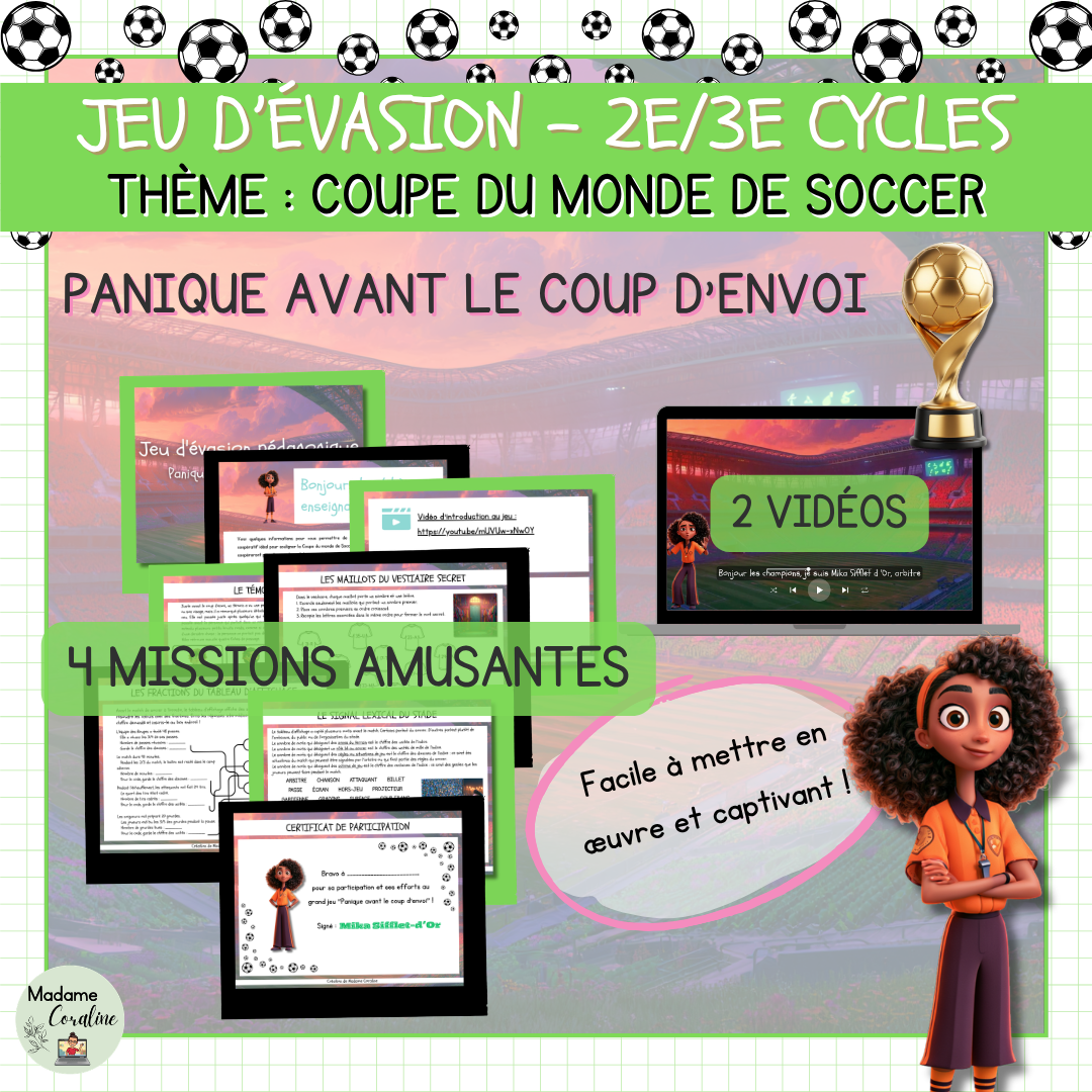 Jeu d'évasion Coupe du Monde de Soccer au primaire