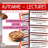Compréhension de lecture automne | Ensemble 5 produits | PDF 3 niveaux