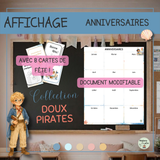 Affichage pour la classe - Affiches d’anniversaire et cartes de bonne fête - Collection Doux pirates