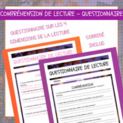 Questionnaire de lecture sur les quatre dimensions — compréhension, interprétation, réaction et appréciation — avec corrigé inclus pour Les fantômes.
