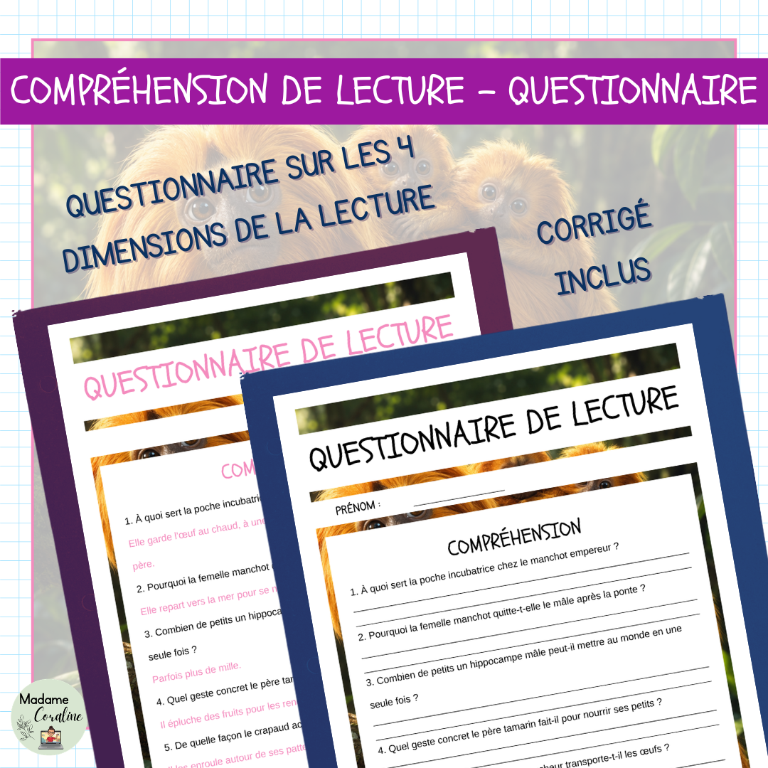 Compréhension de lecture avec questionnaire sur la Fête des pères sur les papas les plus surprenants du monde animal