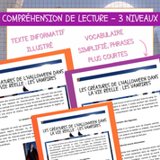 Aperçu des trois versions différenciées du texte informatif Les vampires : chauves-souris vampires, légendes et adaptations scientifiques.
