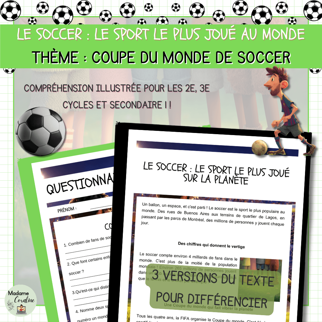 Compréhension de lecture pour la Coupe du Monde de soccer sur la popularité du soccer