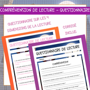Questionnaire de lecture sur les quatre dimensions — compréhension, interprétation, réaction et appréciation — avec corrigé inclus pour Les vampires.