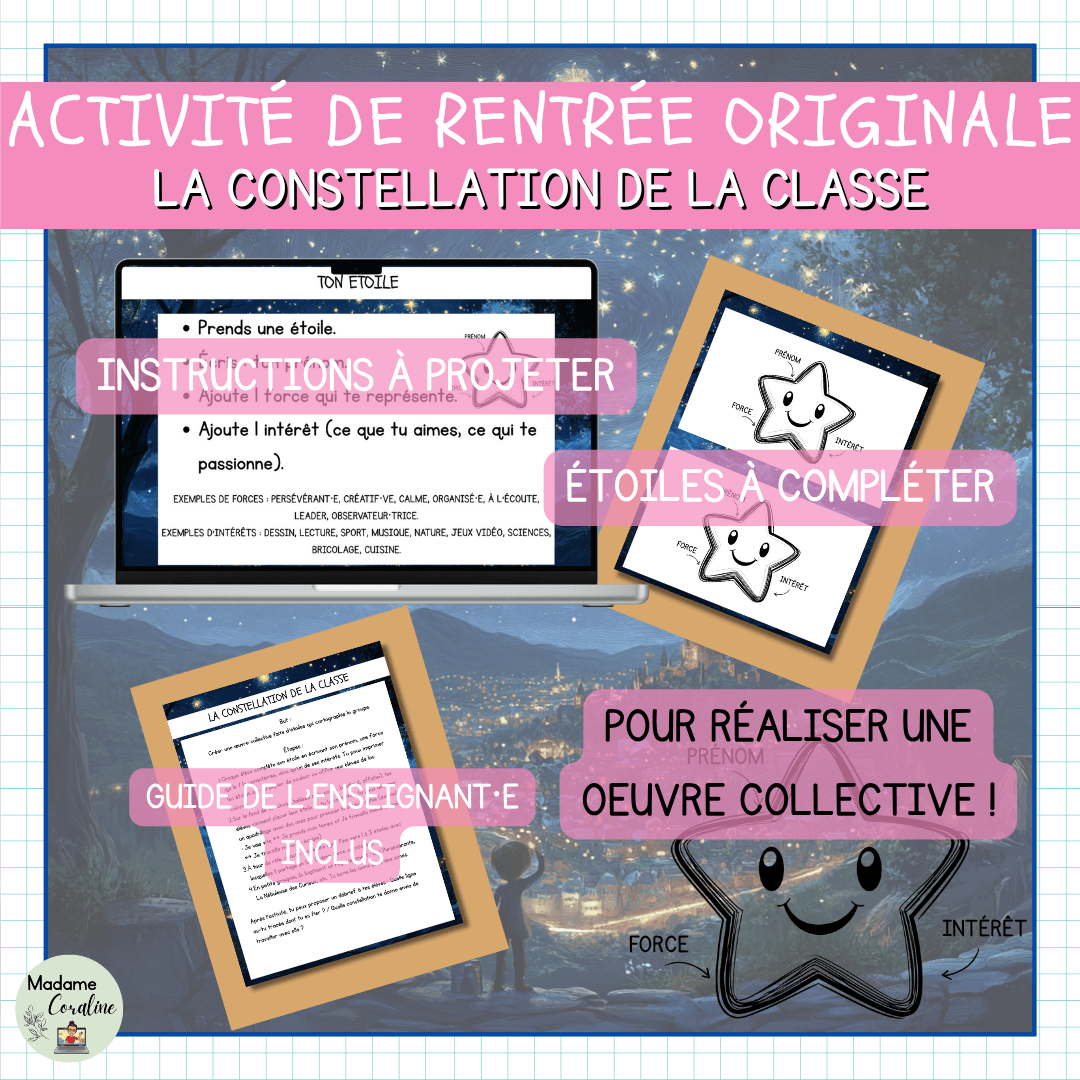 Activité de rentrée originale – Œuvre collective – La constellation de la classe