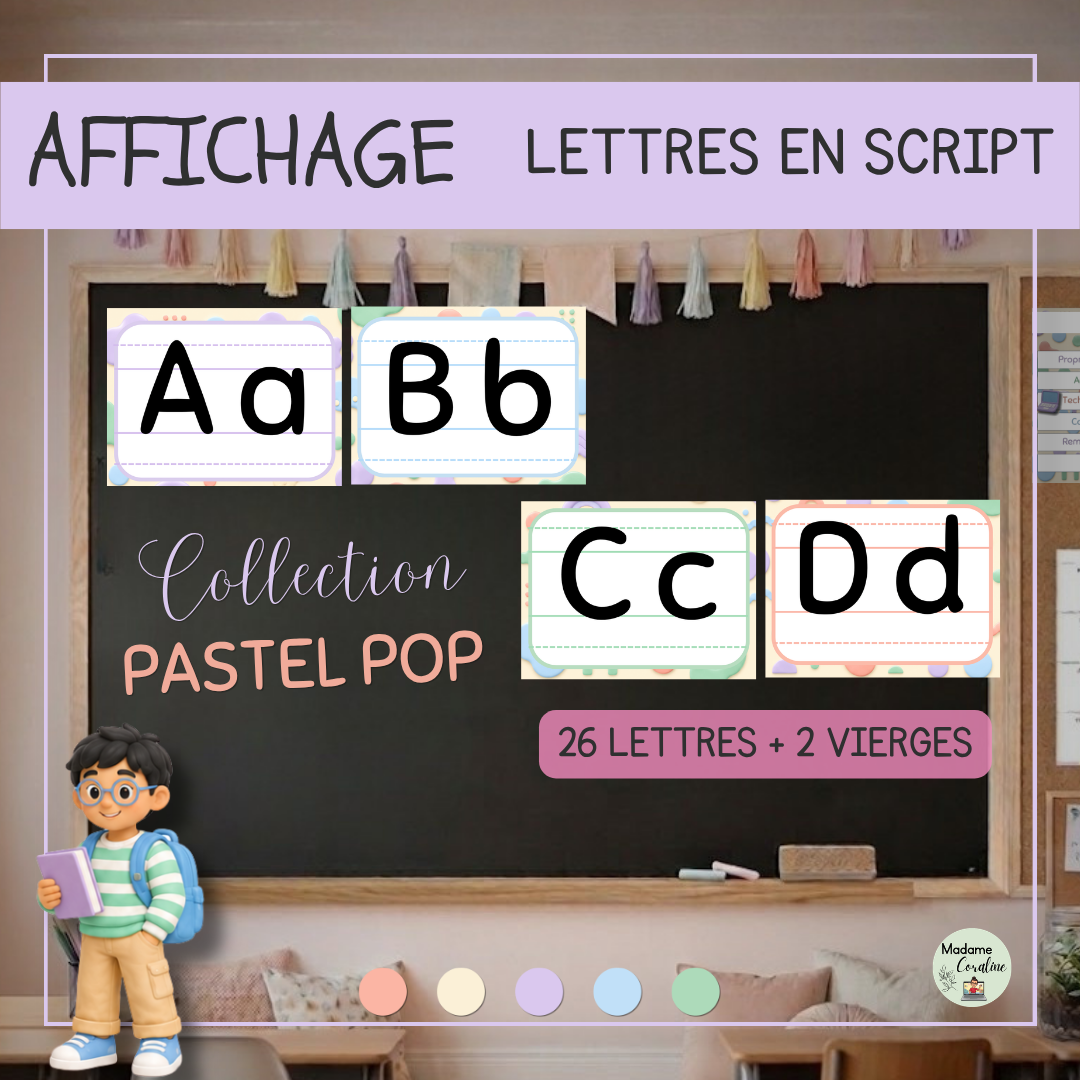 Affichage rentrée scolaire - Alphabet - Lettres en script - Collection Pastel Pop