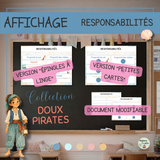 Affiches de responsabilités pour la classe au primaire - Collection Doux pirates