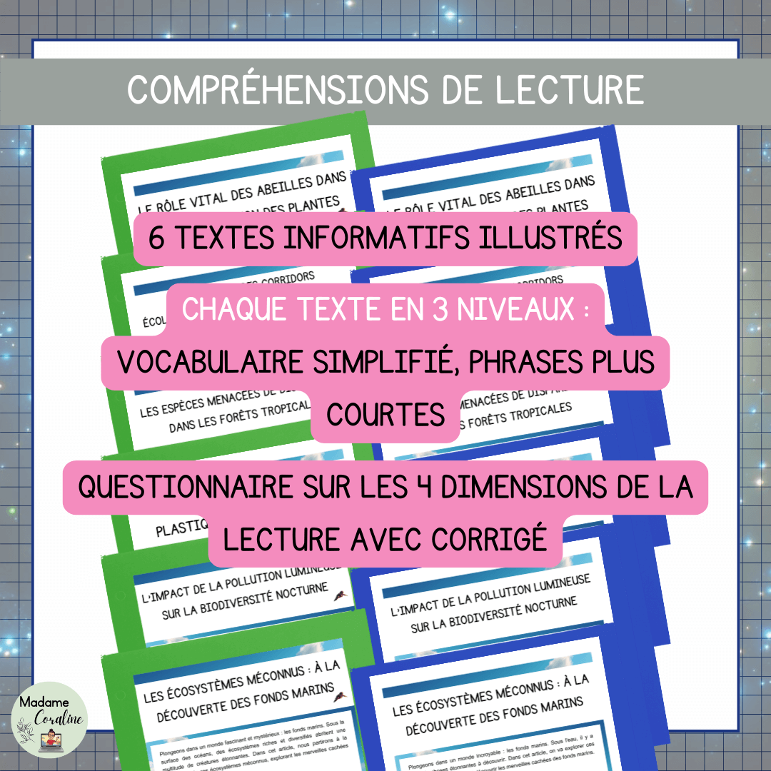 Compréhensions de lecture Jour de la Terre différenciées