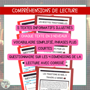 Compréhensions de lecture Noël Temps des Fêtes avec questionnaire