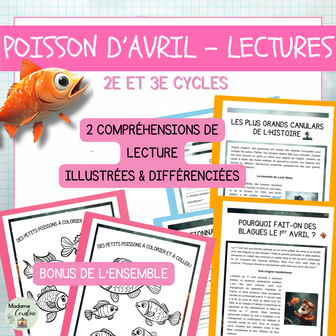 Compréhensions de lecture Poisson d'Avril