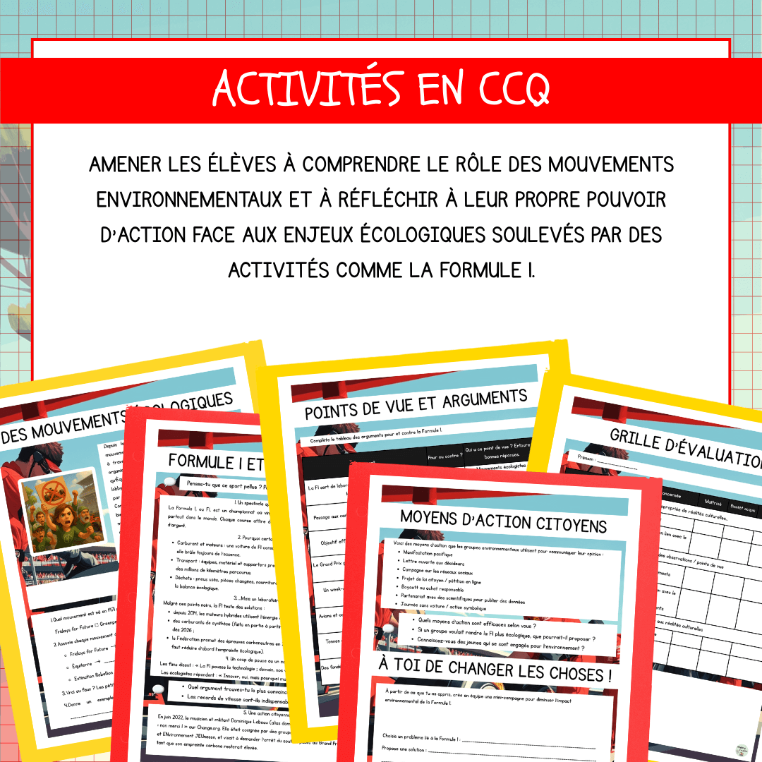 Compréhensions de lecture sur la Formule 1 avec activité ccq