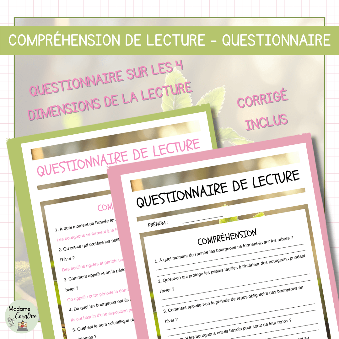 Compréhension de lecture - Printemps - Bourgeons