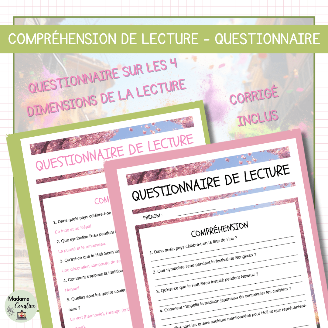 Compréhension de lecture - Printemps - Fêtes du monde