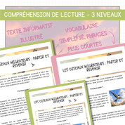 Compréhension de lecture - Printemps - Oiseaux migrateurs