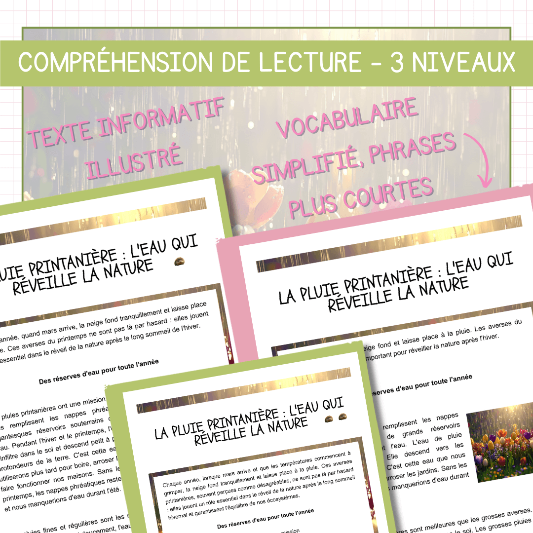 Compréhension de lecture - Printemps - Pluie