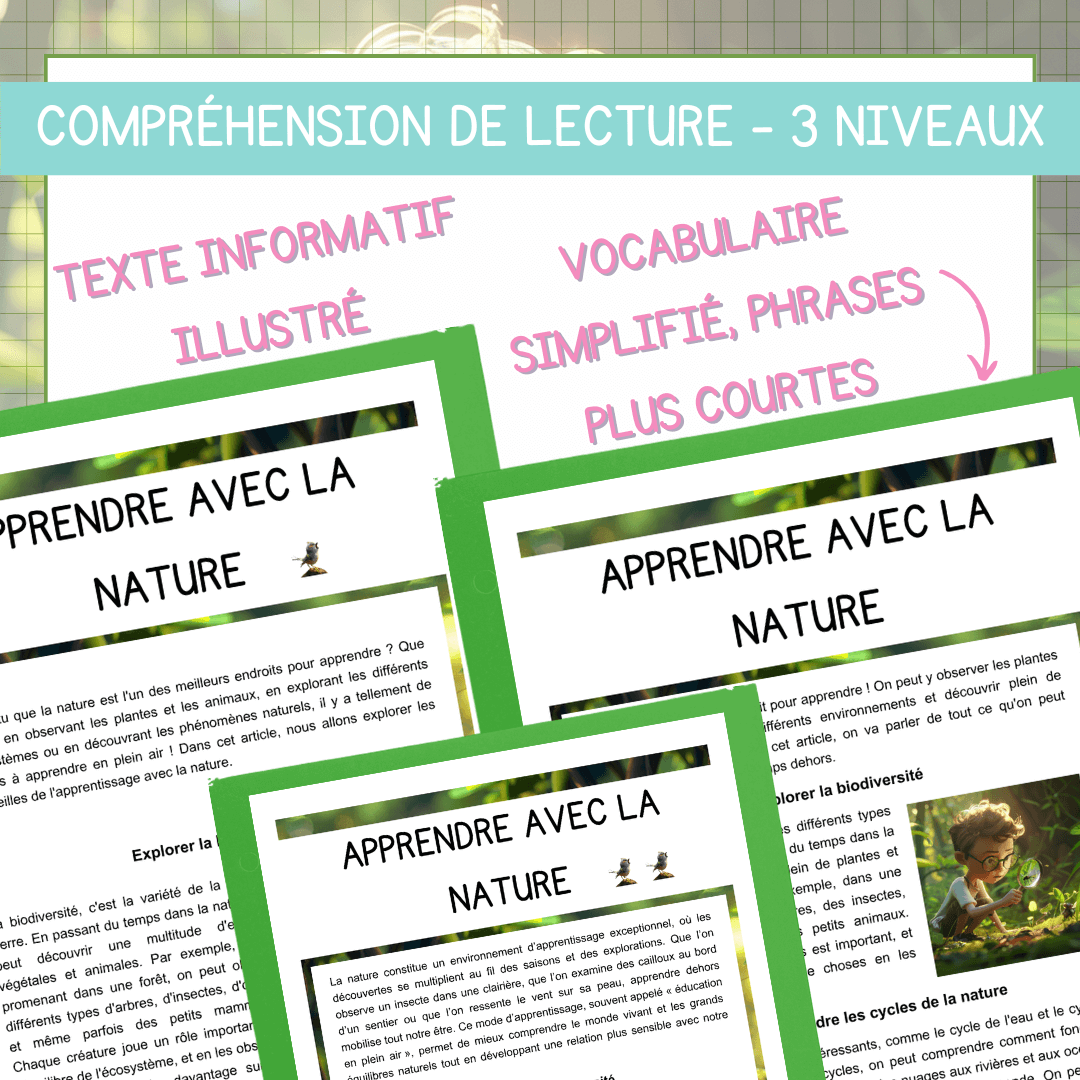 Compréhension de lecture Apprendre avec la nature