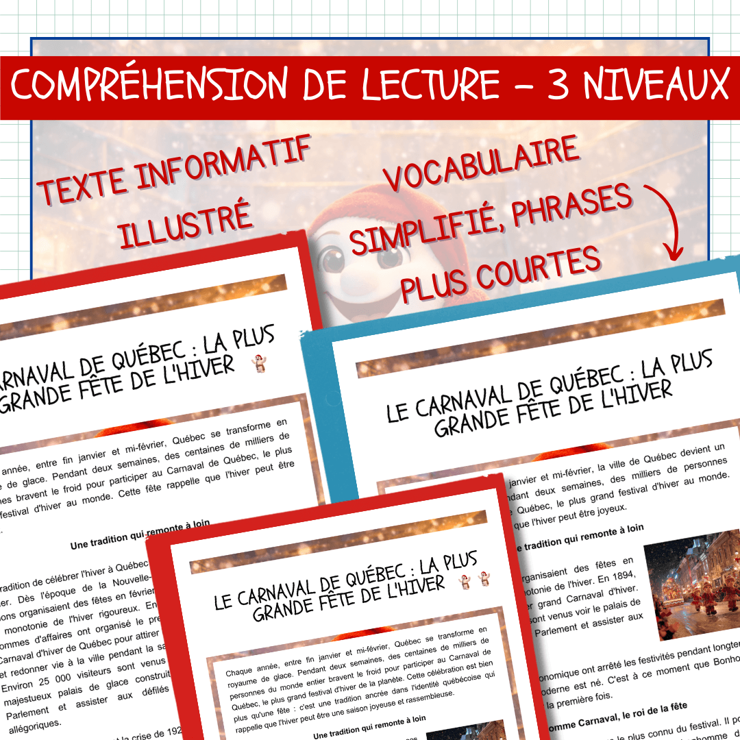 Compréhension de lecture Carnaval Québec