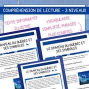 Compréhension de lecture fête nationale québec drapeau symboles