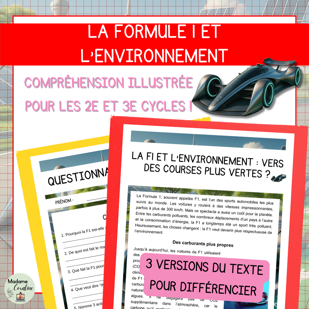 Compréhension de lecture formule 1 environnement