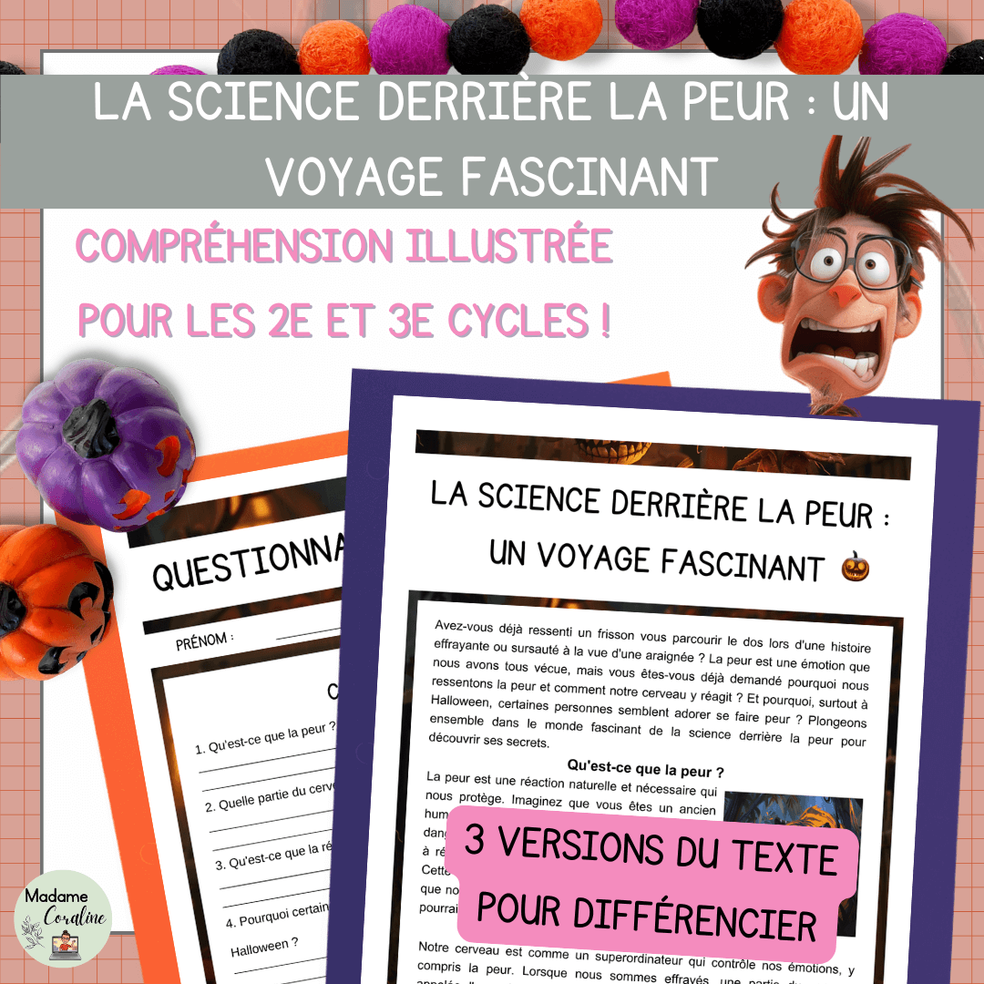 Compréhension de lecture halloween science peur