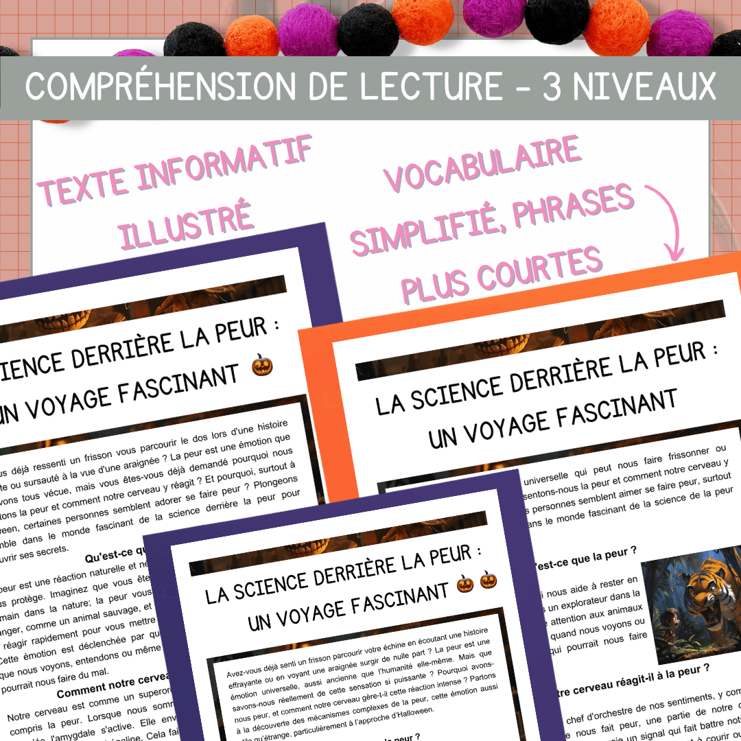 Compréhension de lecture halloween science peur