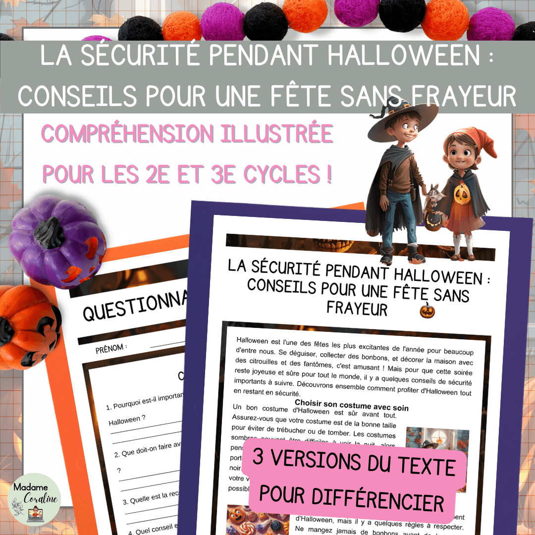 Compréhension de lecture halloween sécurité