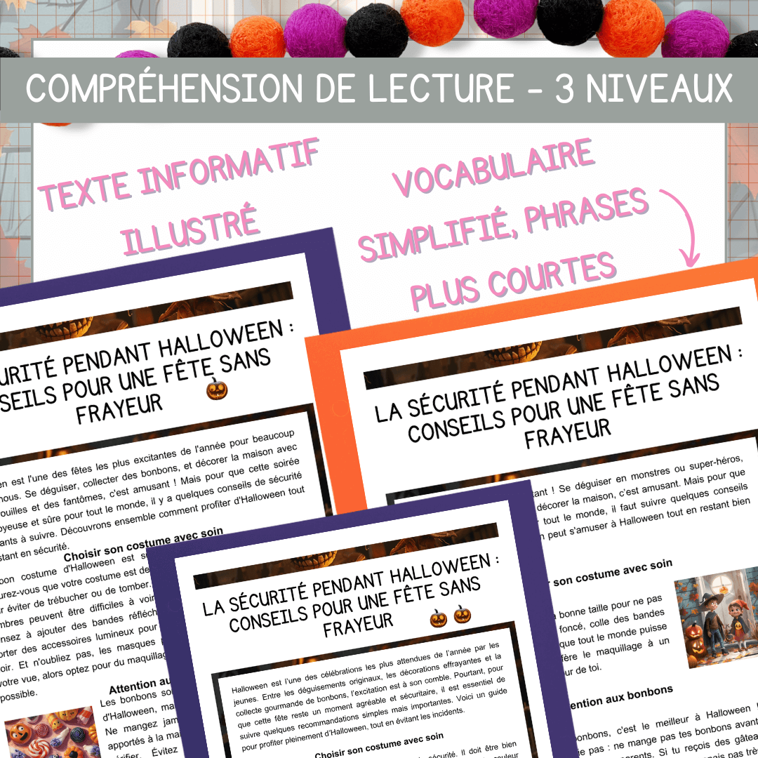Compréhension de lecture halloween sécurité