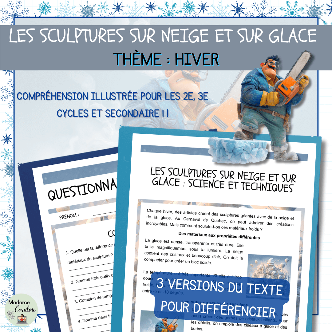 Compréhension de lecture hiver sculptures