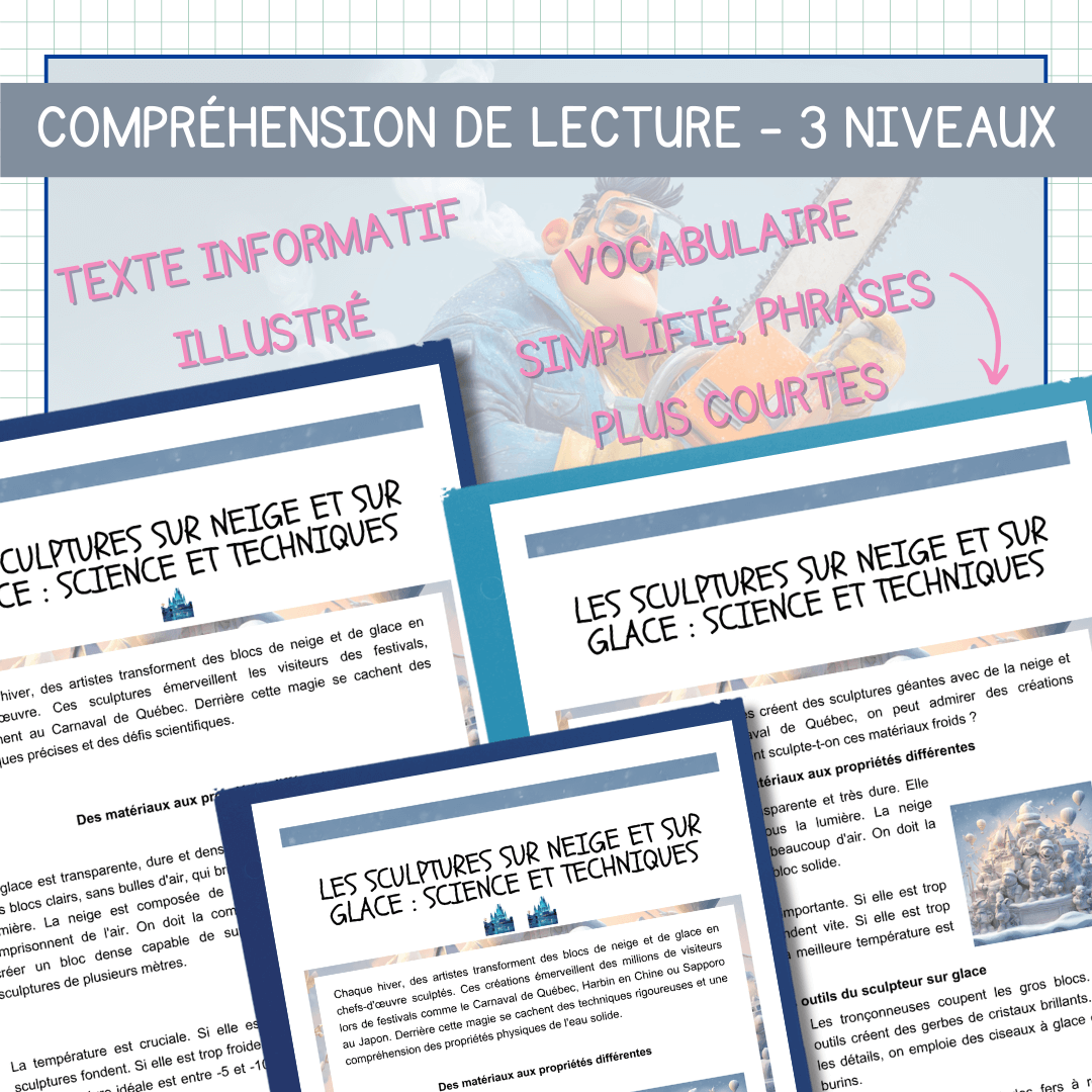 Compréhension de lecture hiver sculptures
