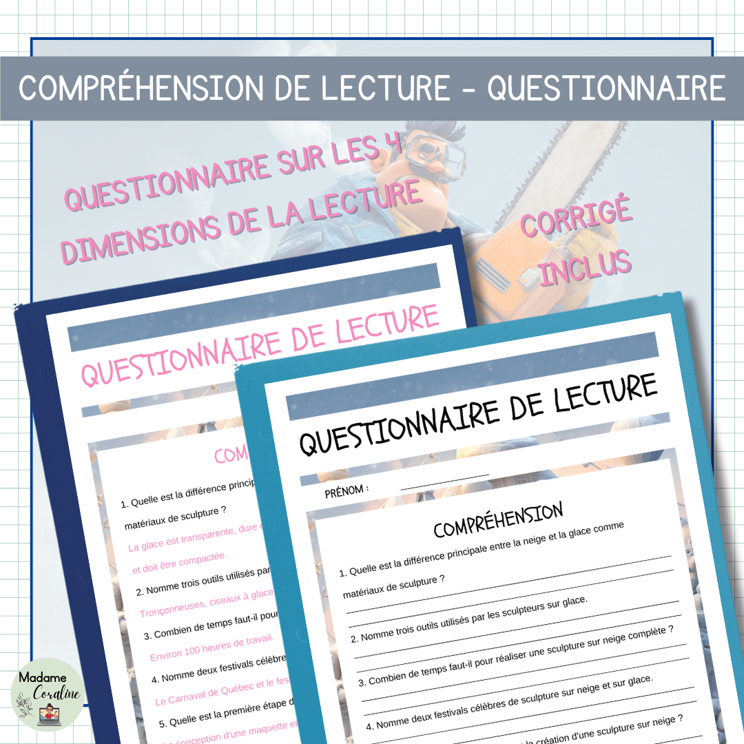 Compréhension de lecture hiver sculptures