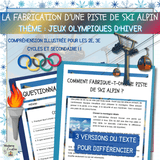 Compréhension de lecture sur les Jeux Olympiques d'Hiver - Piste de ski alpin | 3 niveaux différenciés