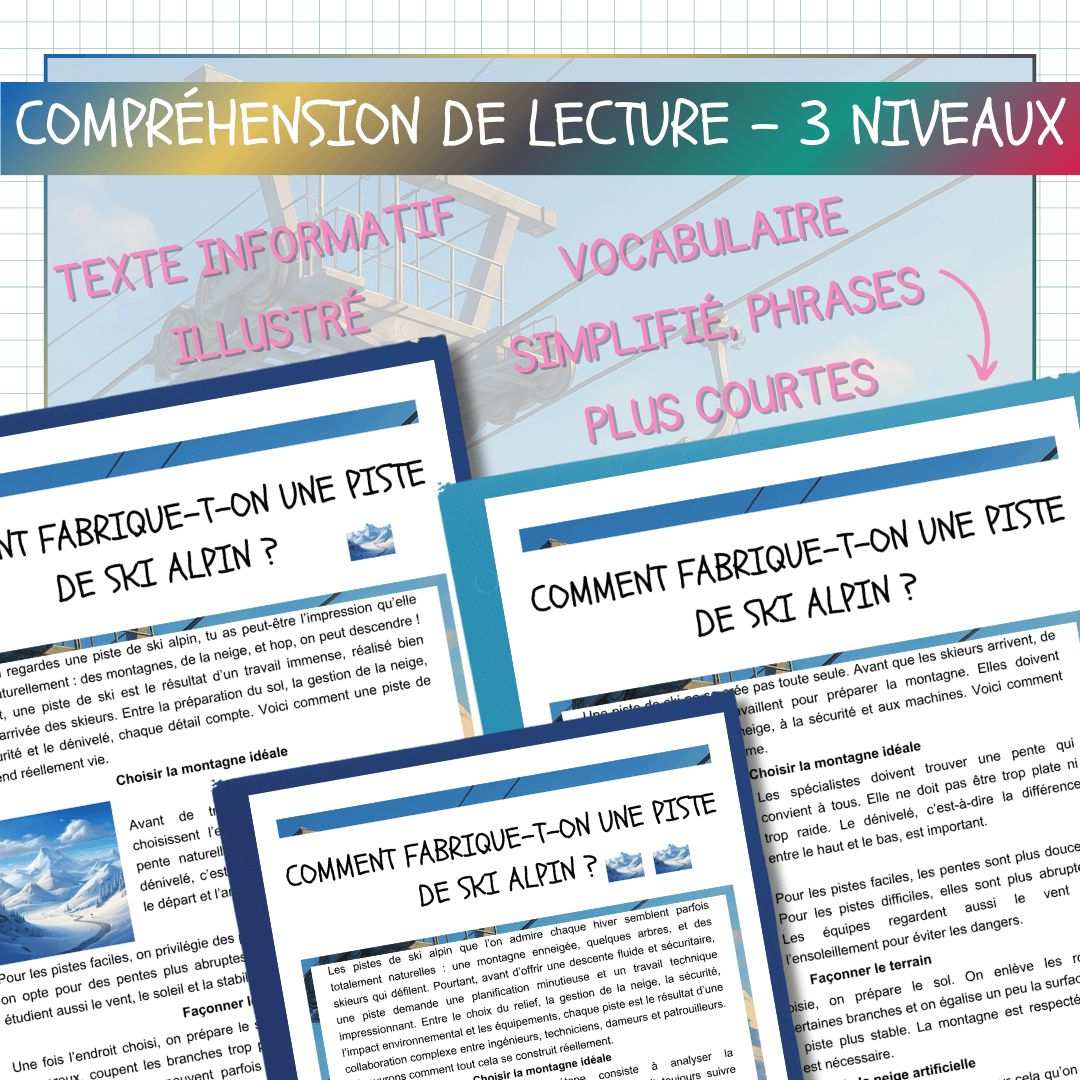 Compréhension de lecture jeux olympiques piste ski