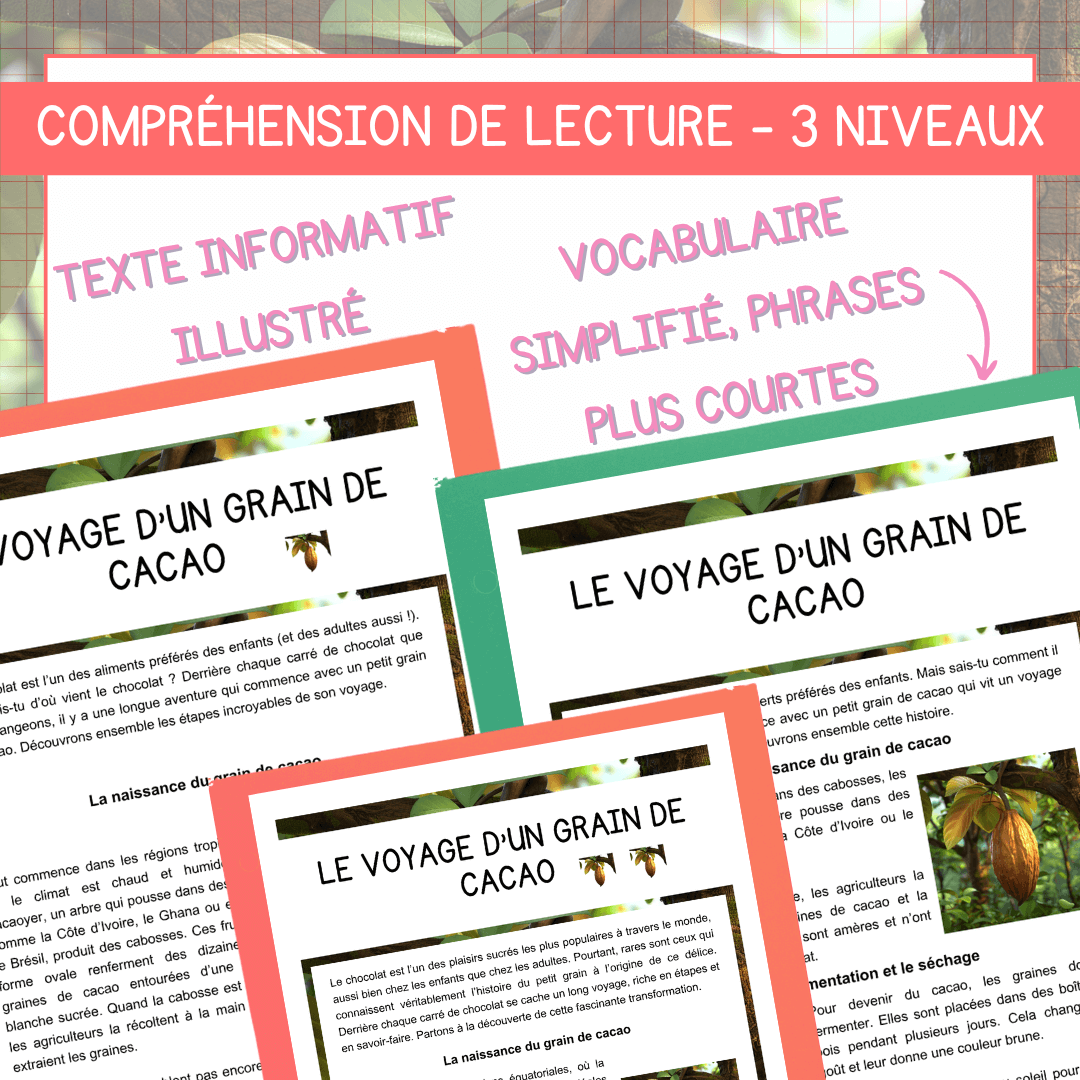 Compréhension de lecture mois nutrition cacao