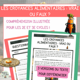 Compréhension de lecture – Les croyances alimentaires : Vrai ou Faux ?