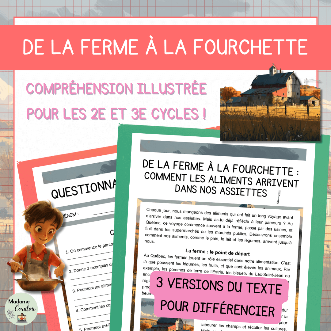 Compréhension de lecture mois nutrition ferme