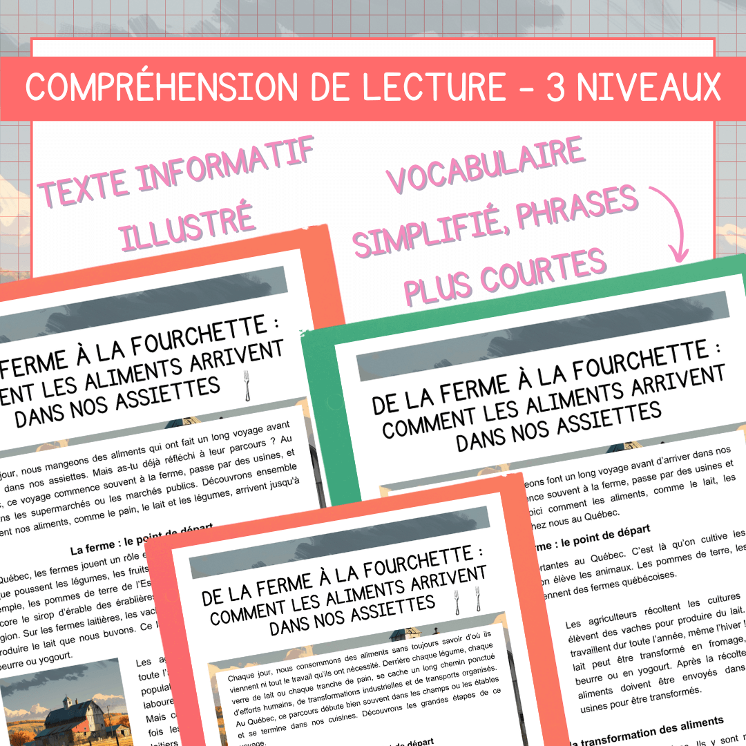 Compréhension de lecture mois nutrition ferme