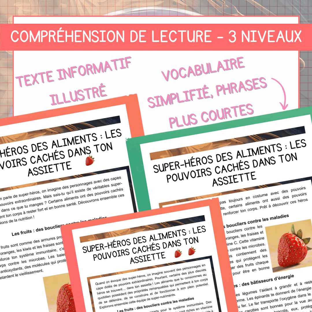 Compréhension de lecture mois nutrition super aliments