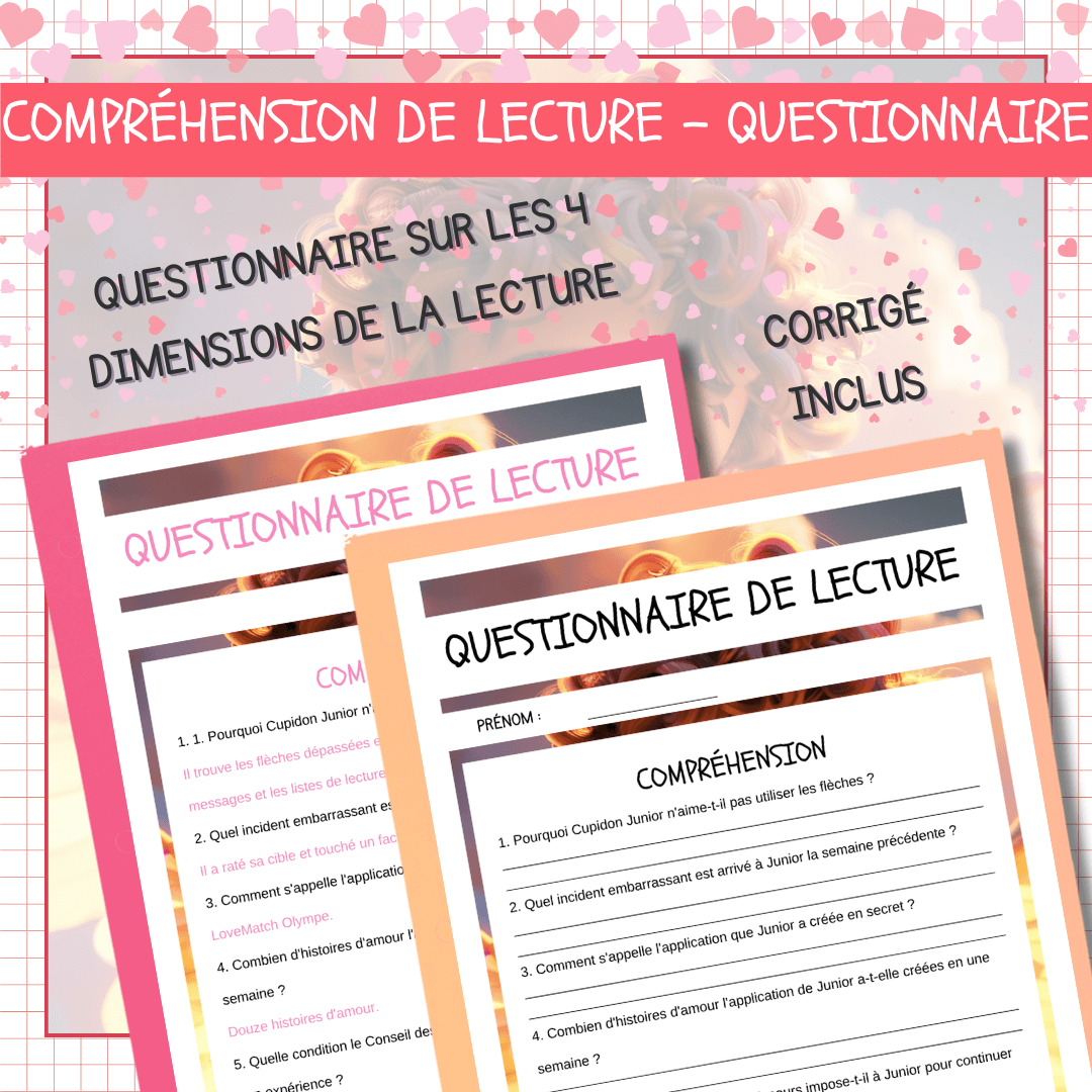 Compréhension de lecture narrative saint-valentin cupidon jr