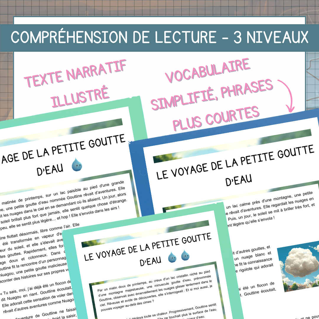 Compréhension de lecture narrative cycle de l'eau