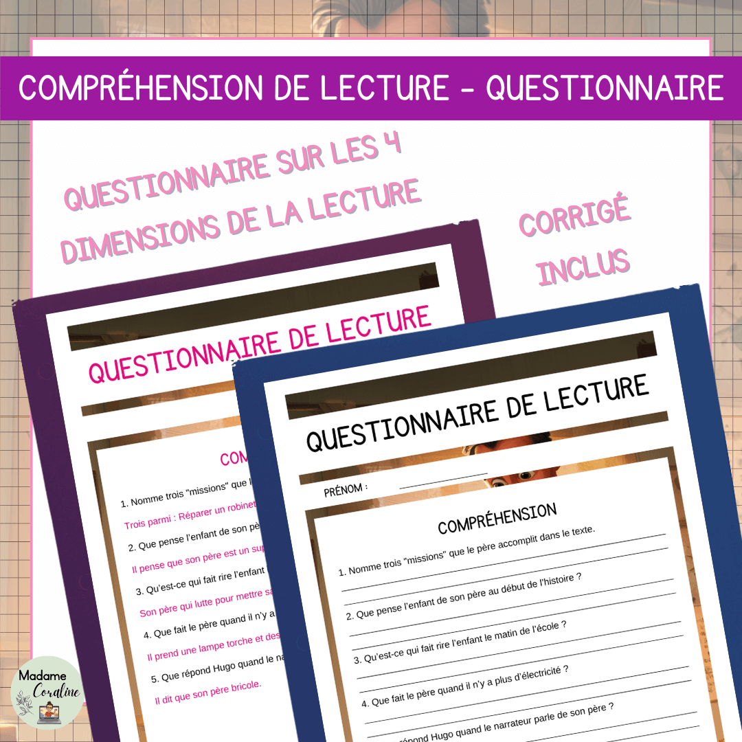 Compréhension de lecture narrative fète des pères super-papa